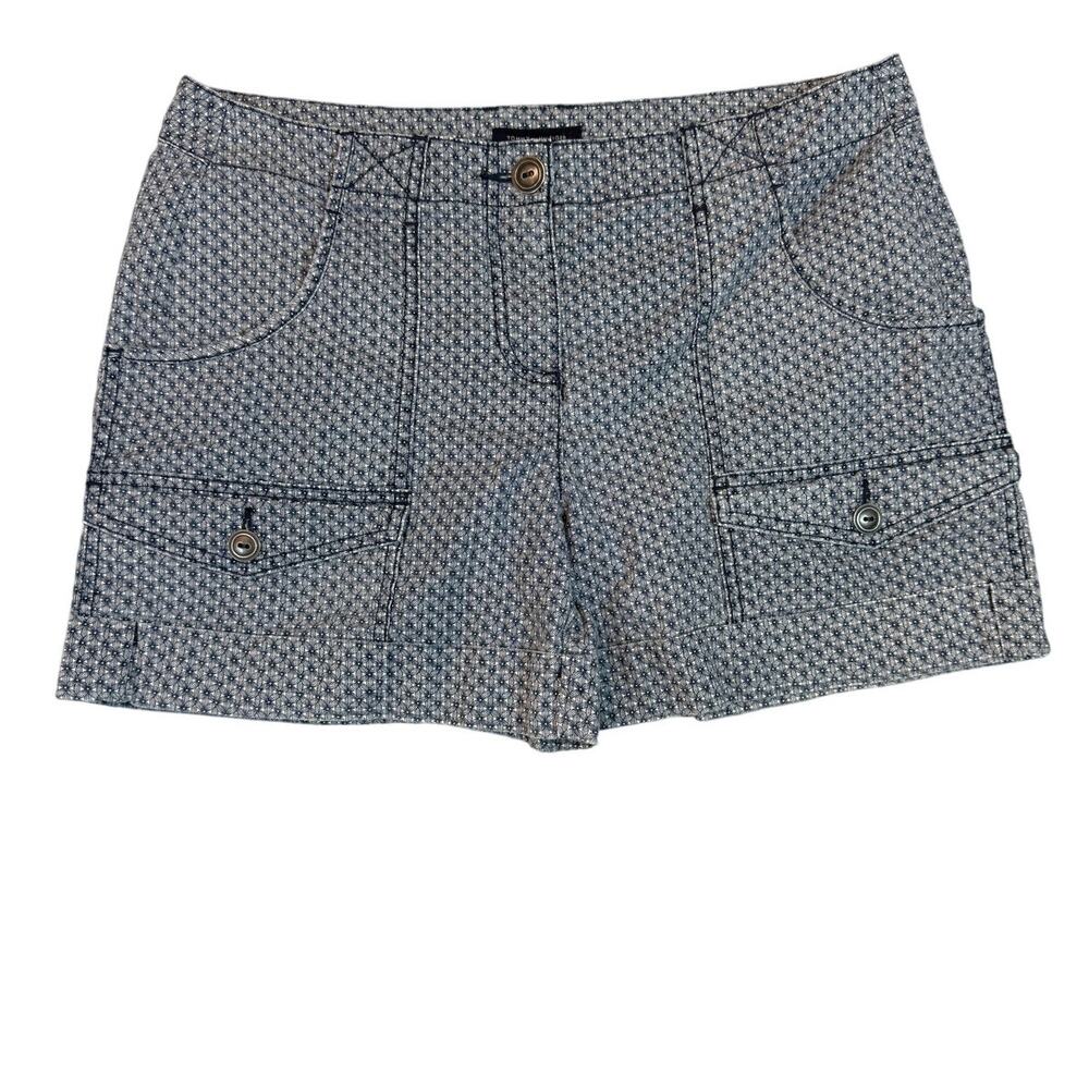 Tommy Hilfiger Blue White Geometric Floral Pattern Shorts Womens Size 8